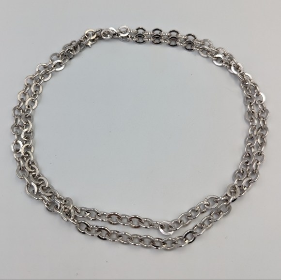 Vintage Long Silver tone Cable Oval links Monet Chain Necklace 28" - Picture 5 of 10